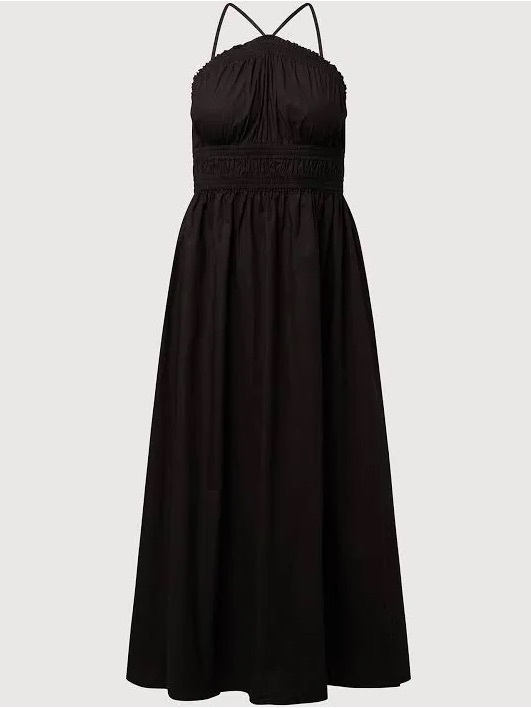 Rachel Parcell Black Smocked-Waist Halter Misi Dress